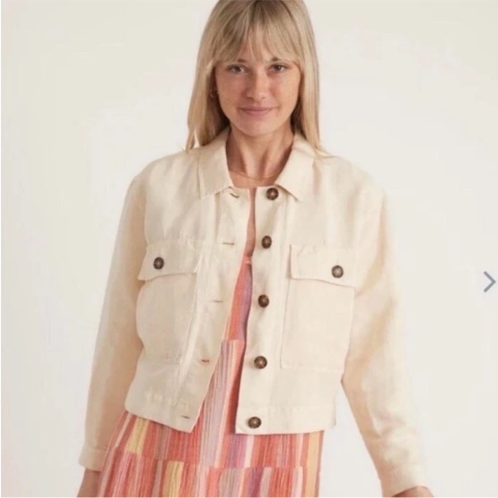 Marine Layer Cropped Cream Button-Front Women's Jacket